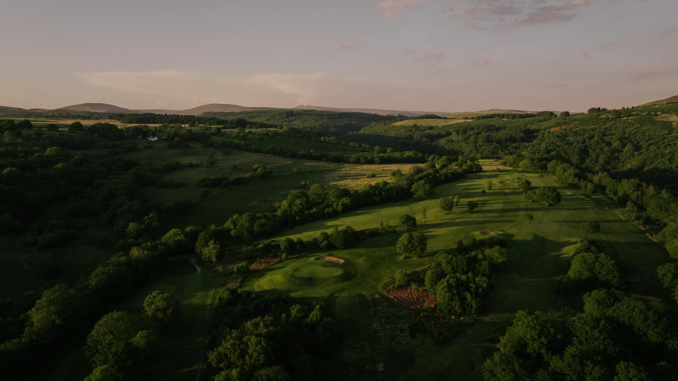 Glynneath Golf Club from the air, at the top of the Neath valley
